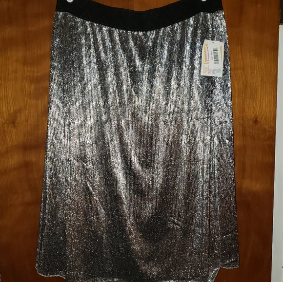 Lularoe Elegant Lola 2XL silver sparkle skirt - Picture 2 of 8